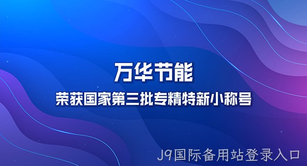 J9国际备用站登录入口荣获国家第三批专精特新小巨人称号